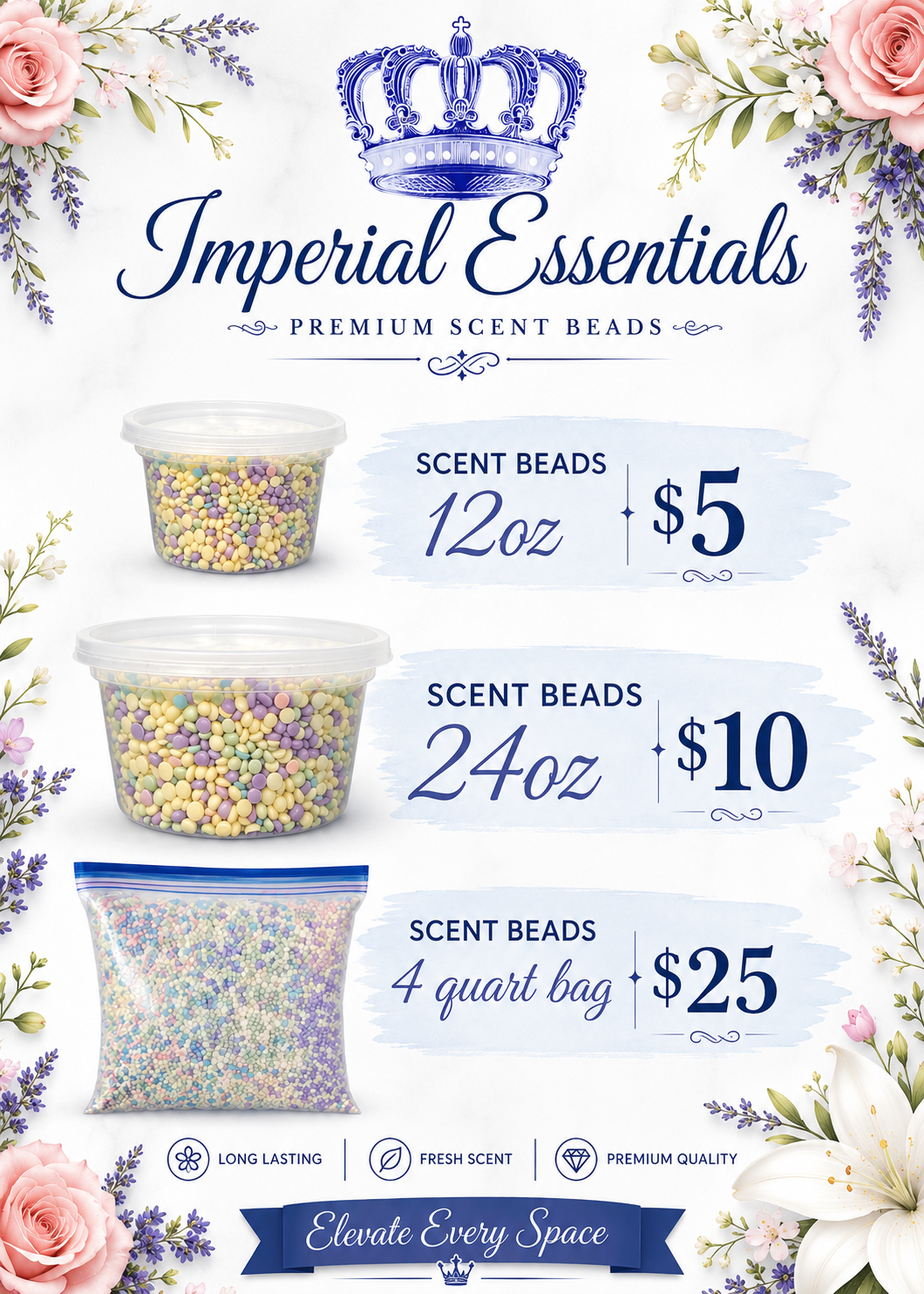 Premium Scent Beads — 12oz · 24oz · 4 quart bag from Imperial Essentials