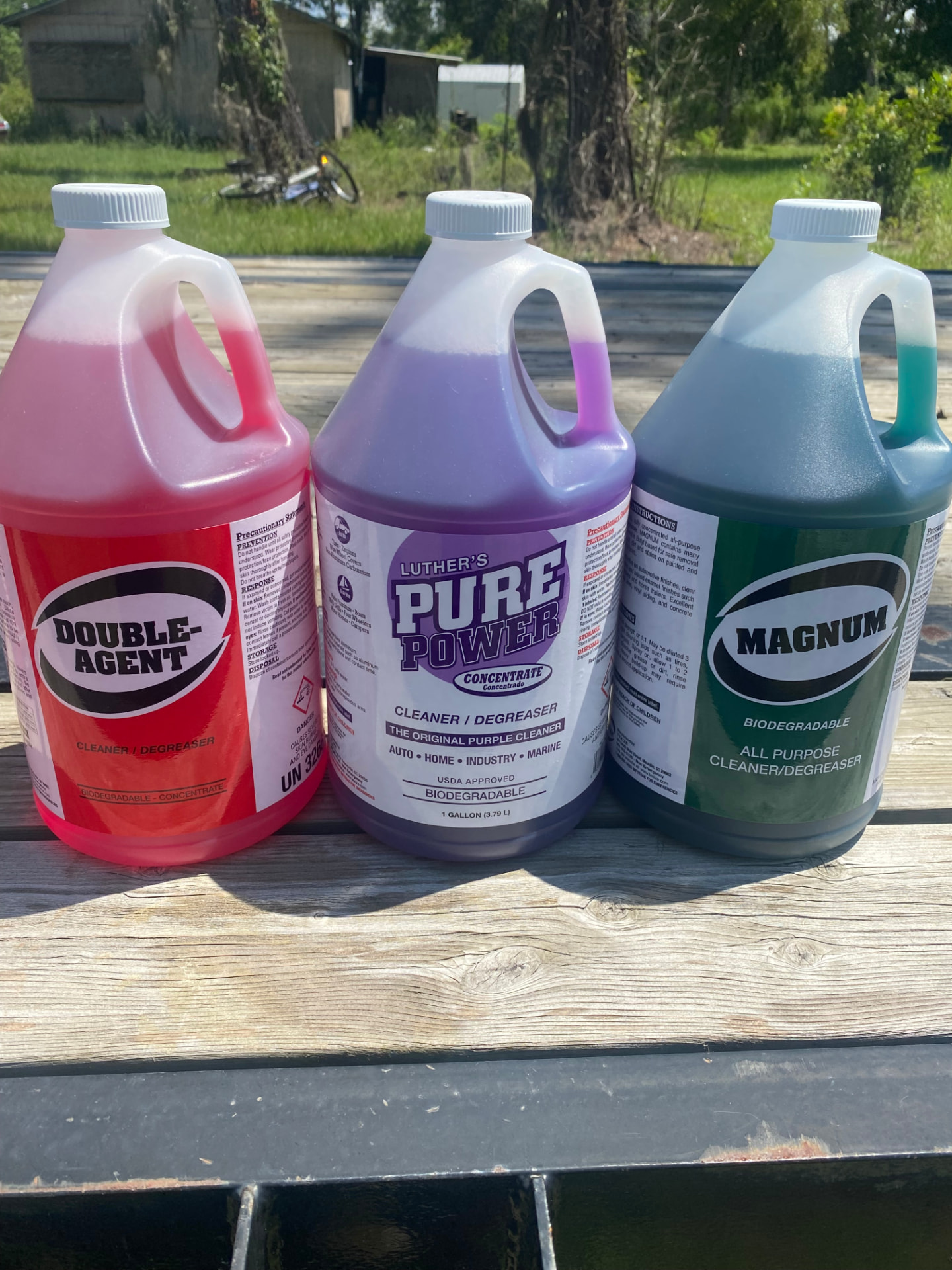 Double-Agent, Pure Power and Magnum gallon cleaner degreasers